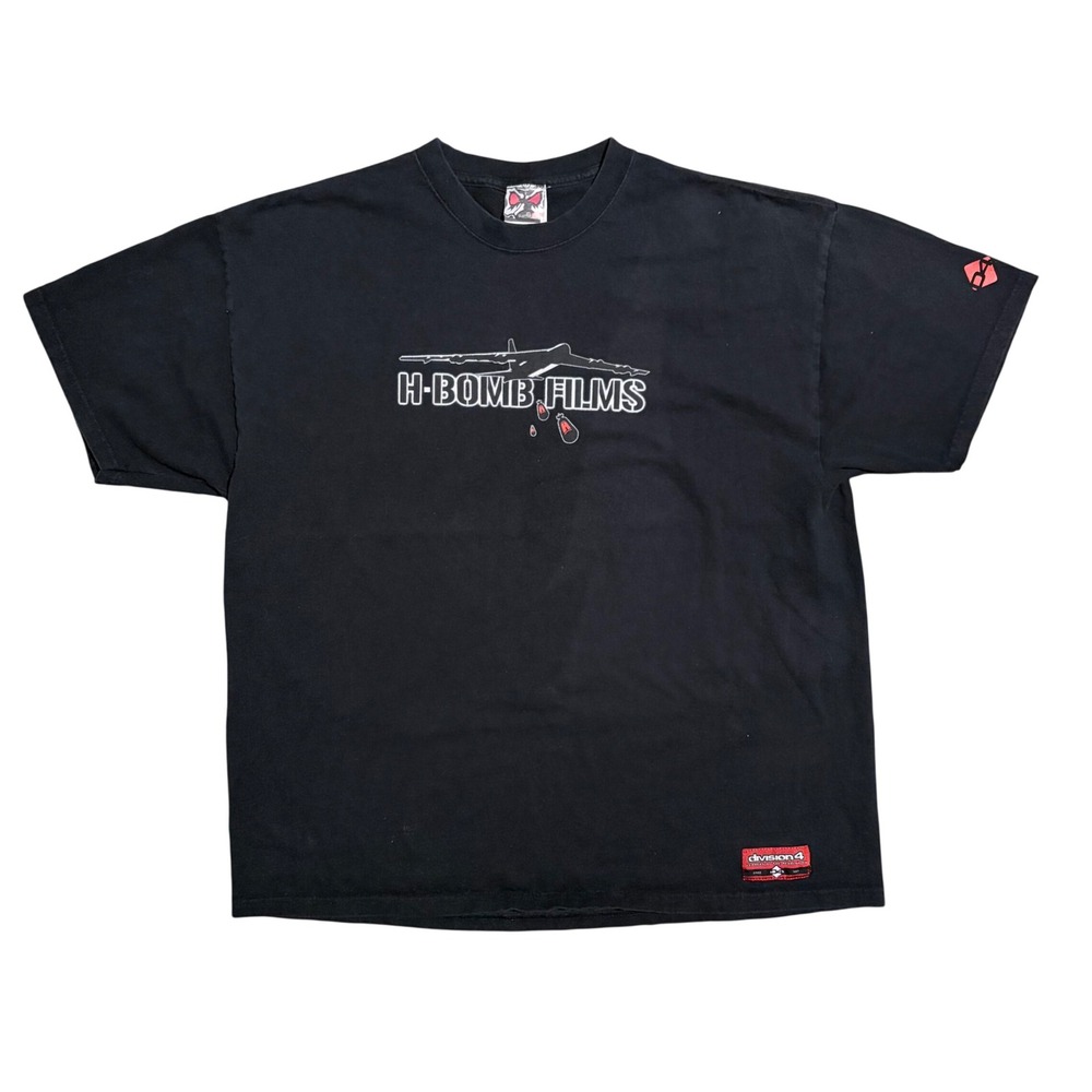 Vintage H-Bomb Films Division 4 T-Shirt Mens XL Black B-52 Bomber Graphic Tee